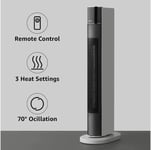 Amazon Basics ECO Oscillating Portable Tower Heater 3 Heat Settings 2 Fan Speeds