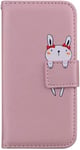 Protection Pour Samsung A52 4g/A52 5g(6.5") Coque Telephone Portable Protection Aimantee Antichoc Portefeuille Coque De Protection Pour Samsung A52 4g/A52 5g(6.5") Porte Carte Cordon Lapin Rose