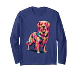 Cute Colorful Golden Retriever Dog Art for Pet Lovers Long Sleeve T-Shirt