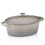 kela Cocotte Calido, 4 L, en fonte, gris clair, ovale, émaillée, compatible avec tous les types de feux, température max. 300° C, 12859