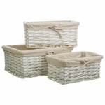 Alexandra House Living Panier à linge blanc osier en bois de saule 3 pièces