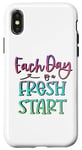 Coque pour iPhone X/XS Citation inspirante « Each Day Is a Fresh Start »