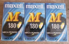 Maxell M180 X3 Blank VHS Video Cassette 3 Hour Mega Power Tapes. Sealed New