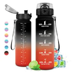 Gourde 1L, Gourde Sport, Étanche et Réutilisable, Bouteille d'eau 1 Litre avec Marqueur de Temps et Filtre, Bouteille pour Adulte, l'école, Cyclisme, Voyage, Camping, Fitness, Yoga, Bureau, Gym