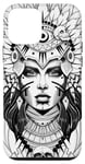 iPhone 12 mini Aztec Warrior Queen Blackwork Tattoo Flash Case