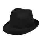 Svart ullhatt retro herr- och damhatt brittisk hatt stor brätte hatt baksida jazzhatt ullhatt cowboyhatt