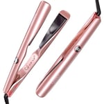 LANDOT Hair Straighteners and Curler 2 in 1 - Flat Iron Curling Tongs in One - Twist Straightening Curling Iron Combo for Curl Wave Straighten Hair - Pro Multi-Styler with Gift Box Christmas New Year