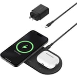 Belkin BoostCharge Pro2-in-1 Magnetic Wireless Charging Pad with Qi2 15W (Black)