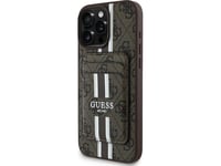 Case Guess 4G Stripes With Wallet Magsafe For Iphone 16 Pro Max Brown