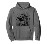 Skeleton Reading Book Floral Wisdom Funny Book Lover Pullover Hoodie