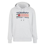 Sweat à capuche Tommy Hilfiger en coton biologique avec manches longues et col croisé gris