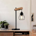 Etc-shop - Lampe de table, lampe de chevet, lampe d'appoint, lampe en bois, noir, liseuse réglable, métal, 1x E27, LxlxH 27x16x48 cm