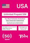 USA SIM Card for Travel to the USA. PrePaid. T-Mobile network with Unlimited Da