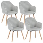 WOLTU Lot de 4 Chaises de Salle à Manger Chaise de Loisirs en Velours et Bois Massif,Chaises de réception Gris Clair BH95hgr-4