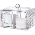 Ahlsen - Boite Rangement Coton Maquillage Boite pour Coton Pad Organiseur Swab Support Acrylique Cosmétique Boîte de Rangement avec Couvercle, Cube