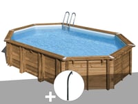 Kit piscine bois Gré Avocado 6,56 x 4,56 x 1,27 m + Douche