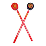 Manchester United Man Utd Pencil & Eraser Duo Set Black & Red Devil Stationery