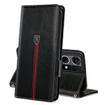 Case for Oppo Reno 7, Magnetic Leather Wallet Card Slots Oppo Reno7 Phone Case, Flip Silicone TPU Bumper Protective Cover with Kickstand, Shockproof Book Case for Oppo Reno7 4G Black