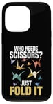 Coque pour iPhone 13 Pro Origami, papier amusant, design artistique, pliage, origami