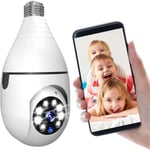 Caméra de Surveillance WiFi Extérieure Intérieure 1080P Caméra de sécurité, Caméra Ampoule E27 IP sans Fil, Détection