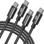 Câble USB C vers USB C Rapide 60W 2-pack 2M,Cable USB C PD 3.0 QC 4.0,Nylon Tressé pour iPhone 15 Series Samsung S24 S23 S22 iPad Air MacBook Pro Google Pixel 7 Switch PS5 Tablets Noir