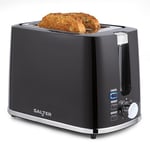 Salter EK5832BLK Deco 2-Slice Toaster – Wide Slots, Extra Thick Bread, 7 Browning Levels, Removable Crumb Tray, Defrost, Reheat & Cancel, Bagel Toaster, Toast, Crumpets, Self-Centring, 900 W, Black