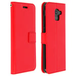 Housse Folio pour Samsung Galaxy J6 Etui Porte carte Fonction Support - Rouge