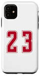 Coque pour iPhone 11 Rouge Numéro 23 Équipe Junior Sports Uniforme Numéroté