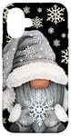 Coque pour iPhone 16 Cool Grey Goth Gnome With Cute Snowflake Pattern For Winter