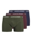 JACK&JONES Men's JACTEO Solid Trunks 3 Pack Boxer Shorts, Navy Blazer/Pack:Vineyard Wine-Kombu Green, XXL