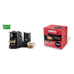 Lavazza A Modo Mio Jolie & Milk Black Coffee Machine, with Milk Frother & 256 Eco Caps Coffee Pods Espresso Passionale