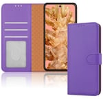 iCatchy for Google Pixel 8 Case Leather Wallet Book Flip Folio Stand View Magnetic Protect RFID Blocking Cover Compatible with Pixel 8 Phone (Lilac)