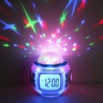 Projektor Radio Väckarklocka Star LED LCD Alarm Musik Termometer Pr Cateau Christmas Starry Sky LED Väckarklocka för barn