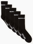 Jack & Jones Junior Boys 5 Pack Basic Logo Tennis Socks - Black, Black, Size 38-43