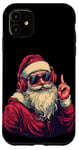 iPhone 11 Awesome Santa Claus with Sunglasses and Headphones Case