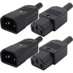 Keyoung - 4pcs iec 320 C14 Mâle Prise à C13 Femelle Prise,IEC C14 Kettle Plug,Ordinateur imprimante Moniteur Plug,Secteur Connecteur