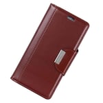 Flip Phone Case with Magnetic Buckle, Leather Phone Cover with Card Slots and Wallet, Shockproof Kickstand Phone Shell for Xiaomi Mi A2 (Brown)