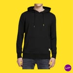 JACK AND JONES Men's Basic Sweatshirt Hoodie with Drawstring, Black, UK XXL