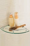 24cm Single Tier Bathroom Tempered Glass Corner Shelf Wall Mounted