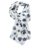 Paw Print Scarf Ladies Cream Wrap Dog Cats Blue Paws Shawl Dogs Cat Animals Paws