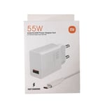 Chargeur Rapide 55 W (55W) Adaptateur Secteur avec Câble Type C pour Xiaomi Redmi - Blanc - [MIYI®]