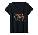 Womens Elephant T-Shirt Colourful Elephant Painting Women Men V-Neck T-Shirt