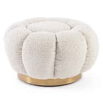 Bizzotto Florel fotpall tyg bouclé natur Ø65 cm