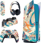 Autocollants Console Pour Ps5 Édition Disque Sticker Skin Decal Pour Ps5 Télécommande Habillages Pour Ps5 Casque & Station De Charge-Dragon Elysium