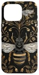 Coque pour iPhone 16 Pro Beau motif abeilles et fleurs noires