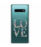 Coque Galaxy S10e Love coquelicot fleur pastel violet rose vintage retro