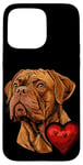 Coque pour iPhone 15 Pro Max Saint-Valentin Dogue de Bordeaux