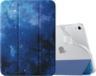 Coque Pour Ipad 10e Génération 2022 10,9 Pouces, Étui Avec Coque Arrière En Tpu Souple À Rabat Avec Support Semi-Transparent Protecteur Housse Antichoc Réveil/Sommeil Auto, Étoile Bleue