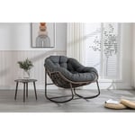 Fauteuil à bascule, extra large en forme d'œuf en osier avec coussin doux et épais, style salon moderne pour balcon, porche, jardin, cour, terrasse –