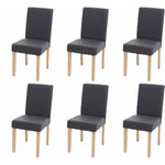 HHG - Lot de 6 chaises de salle à manger Chaise de cuisine Littau, similicuir, gris mat, pieds clairs